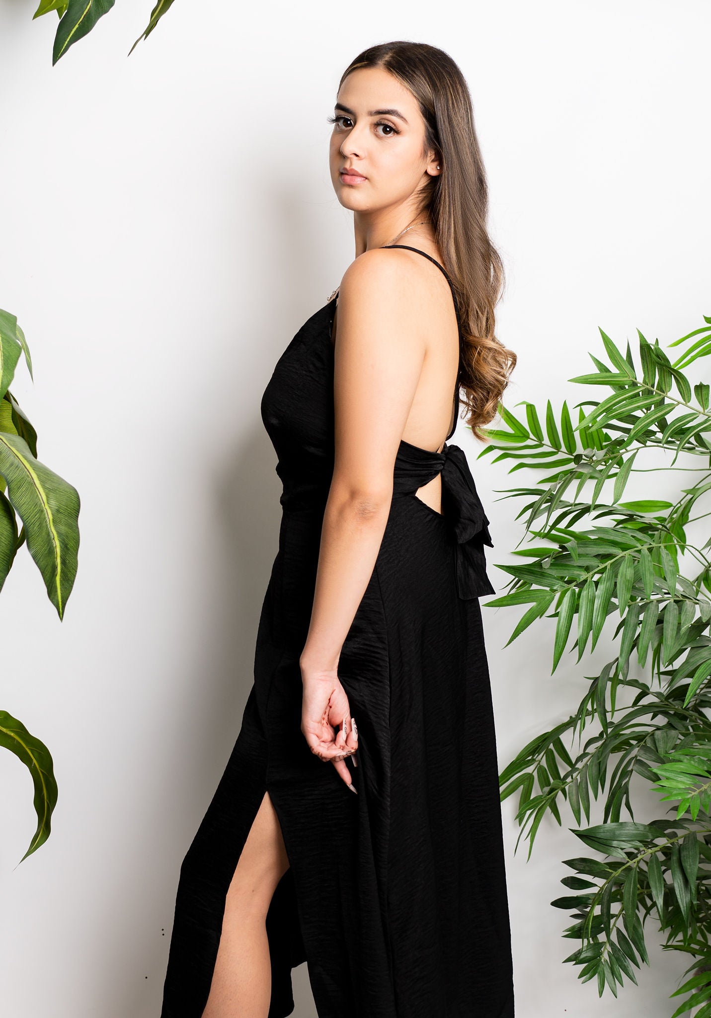 Black Slip Dress, Cross Over Slip Dress (Black)