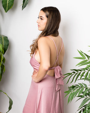 Open image in slideshow, Blush Pink Midi Crossover Slip Dress
